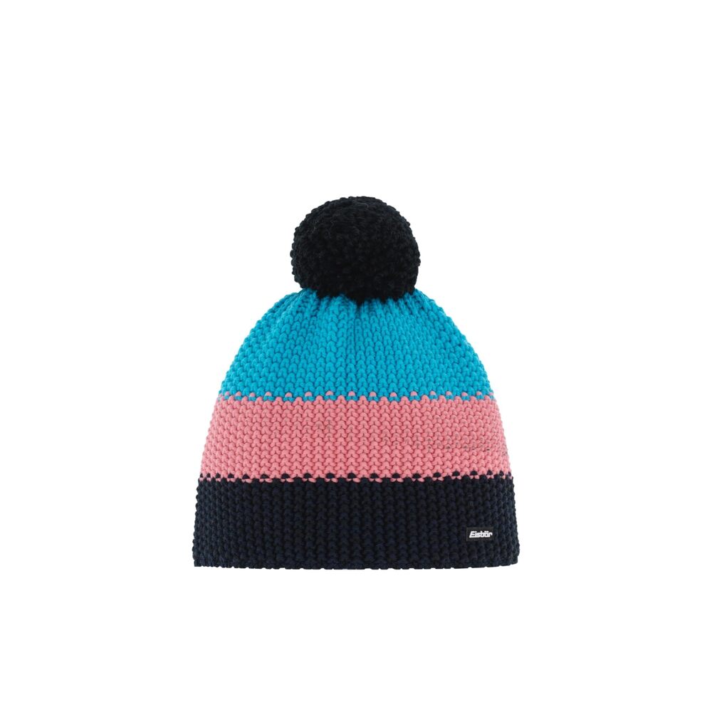 8044 Star Pompon Beanie Hat Pink - Blue